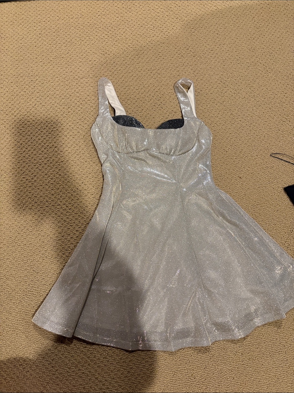 SHEIN Silver Shimmer A-Line Mini Dress